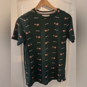 Free Planet Dark Green Stay Fly Tee Santa reindeer Christmas holiday